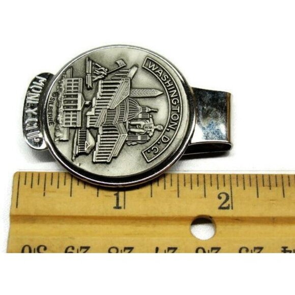 Washington DC Silberne Money Clip Vintage Pewter White House Capitol Cash Holder - Picture 5 of 7